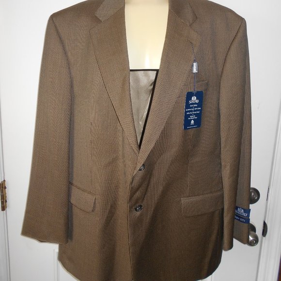 Nwt $195 STAFFORD Plaids 2 Buttons Coat Blazer 48R